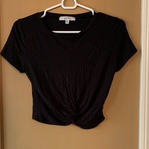 Gaze Black Twist Front Crop Top